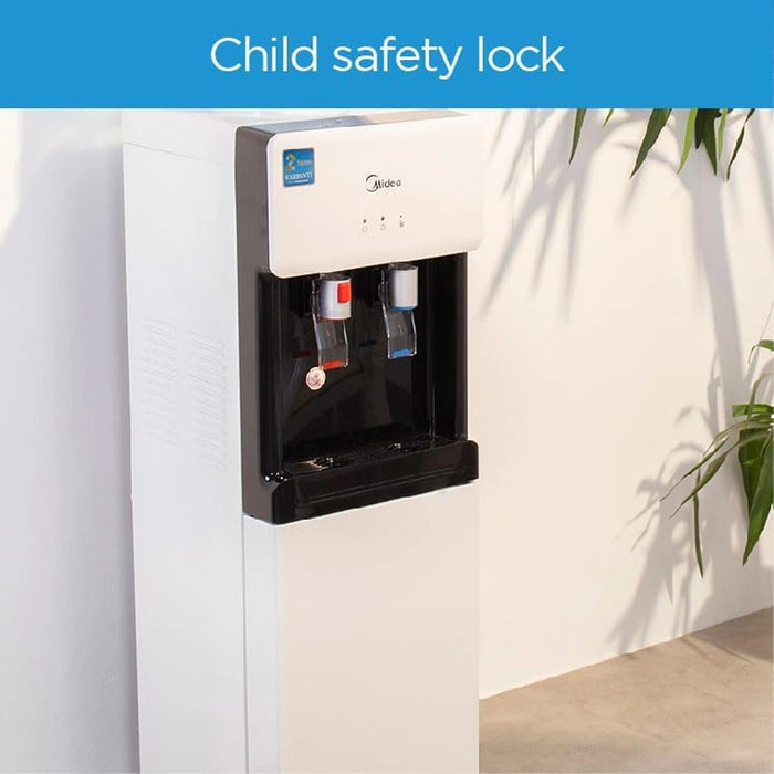 Midea Top Loading Water Dispenser | 3-Taps Equipped with Hot, Cold, and Ambient Temperature | Floor Standing | Child Safety Lock | Ice Cold Technology | Best for Home, Kitchen & Office | Color: White | Model: YL1675S-W EROS