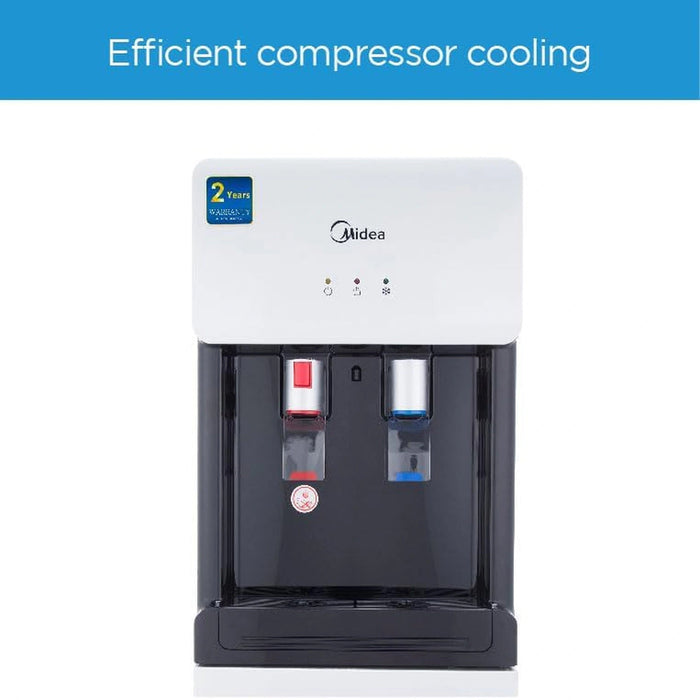 Midea Top Loading Water Dispenser | 3-Taps Equipped with Hot, Cold, and Ambient Temperature | Floor Standing | Child Safety Lock | Ice Cold Technology | Best for Home, Kitchen & Office | Color: White | Model: YL1675S-W EROS
