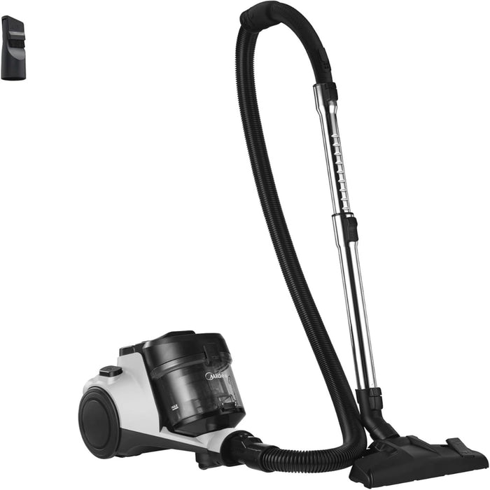 Midea Vacuum Cleaner 1800W Bagless Canister 2L Dust Capacity With HEPA Filter| Easy Emptying| 200W Suction power| Washable Filter For Pet Hair| Carpet| Tile| Hard Floor| White - MC08MEWH EROS