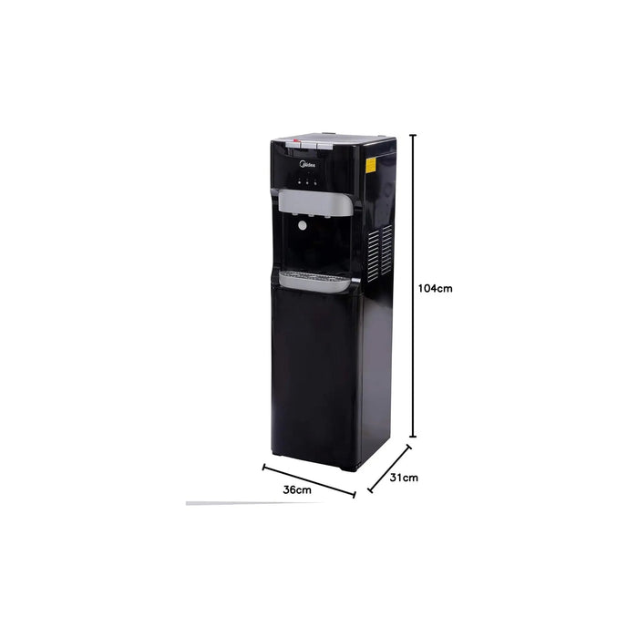 Midea Water Dispenser | Bottom Loading | Hot, Cold, and Ambient Temperature | Ice Cold Technology | Empty Bottle Indicator | Floor Standing | Child Safety Lock | Best for Home, Office & Pantry | Color: Black | Model: YL1633S EROS