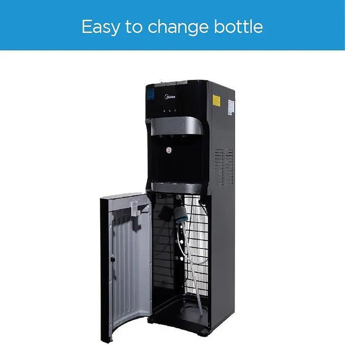 Midea Water Dispenser | Bottom Loading | Hot, Cold, and Ambient Temperature | Ice Cold Technology | Empty Bottle Indicator | Floor Standing | Child Safety Lock | Best for Home, Office & Pantry | Color: Black | Model: YL1633S EROS