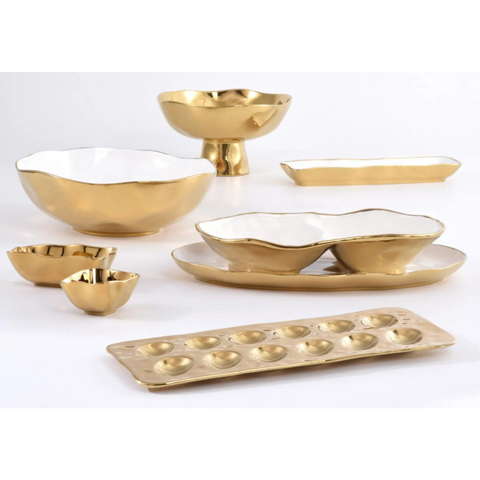 Moonlight White and Gold Two Sectional Server