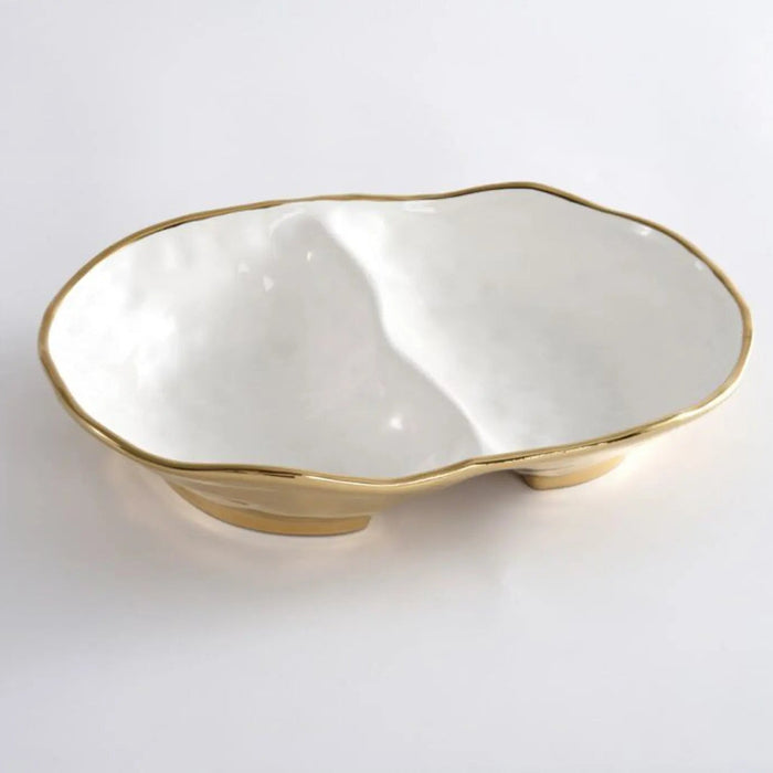 Moonlight White and Gold Two Sectional Server Beth & Lily