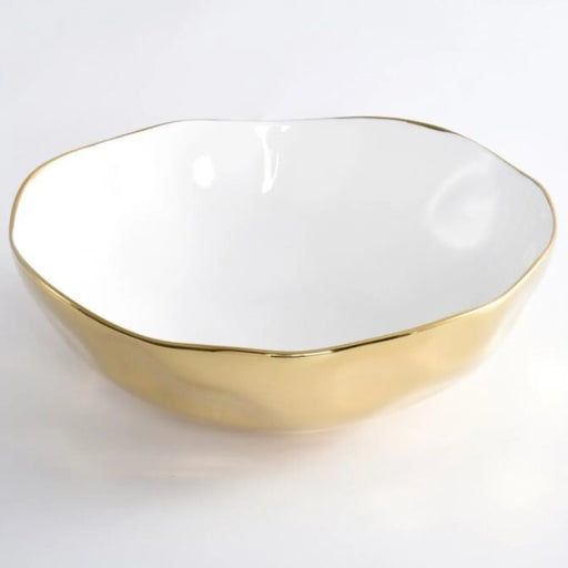 Moonlight White and Gold Wide Bowl Beth & Lily
