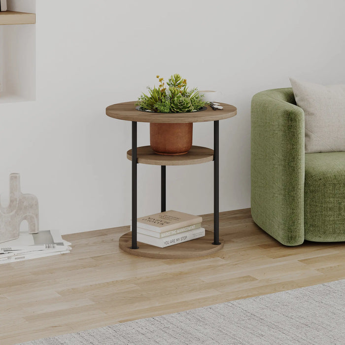 Grove Modern Round Plant Stand With Storage Shelf 50Cm
