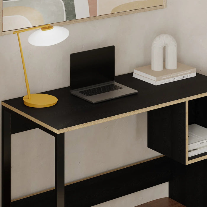 Model 4 Study Desk (Metal Black) Black Wood - Black Wood