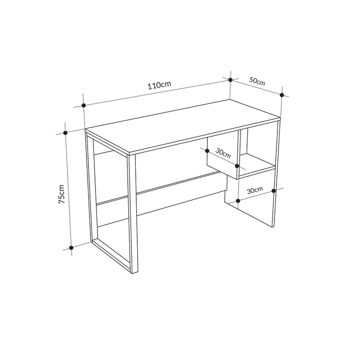 Model 4 Study Desk (Metal Black) Black Wood - Black Wood