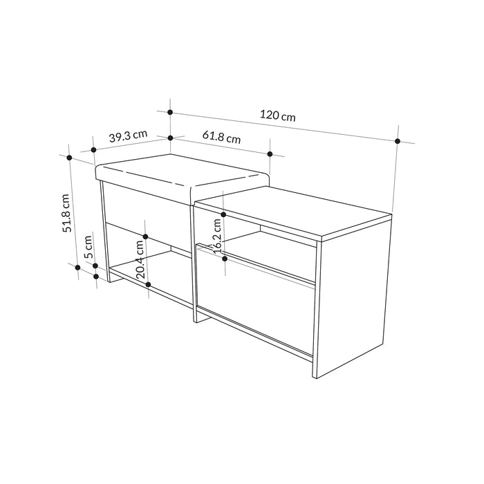 Mourah Filux Bench & Shoe Cabinet - 8 Pairs - 2 Years Warranty