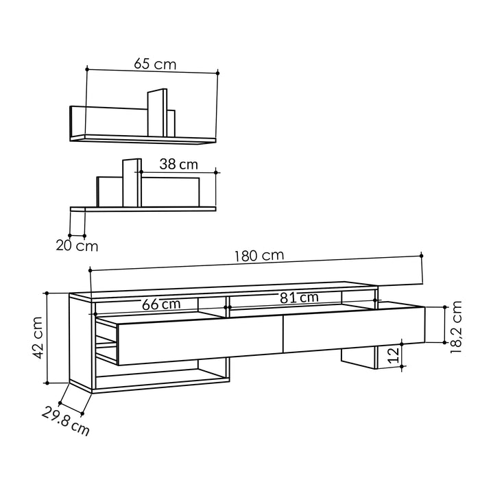 Mourah Gara Tv Unit Up To 60 Inches With Storage - 2 Years Warranty