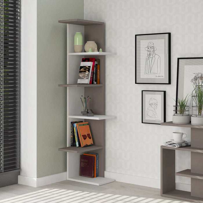 Mourah Saso Corner Bookcase - 2 Years Warranty
