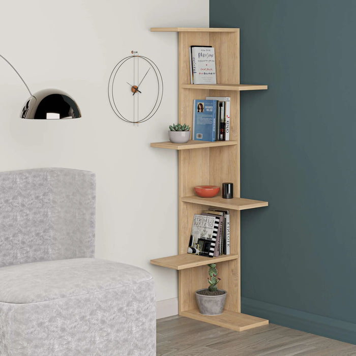 Mourah Saso Corner Bookcase - 2 Years Warranty