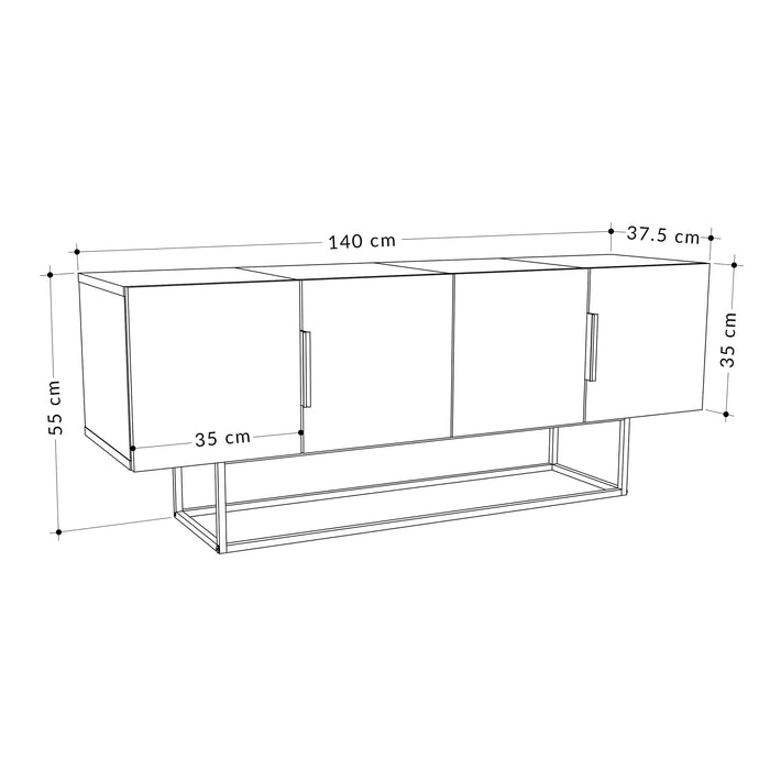 Mourah Tontini Tv Stand Matt Black Marble/White/Matt White Marble Up To 60 Inches