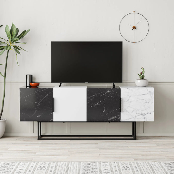 Mourah Tontini Tv Stand Matt Black Marble/White/Matt White Marble Up To 60 Inches