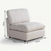 A light beige upholstered armless lounge chair with dimension arrows and measurements showing 93cm height, 110cm width, and 103cm depth on a white background.
