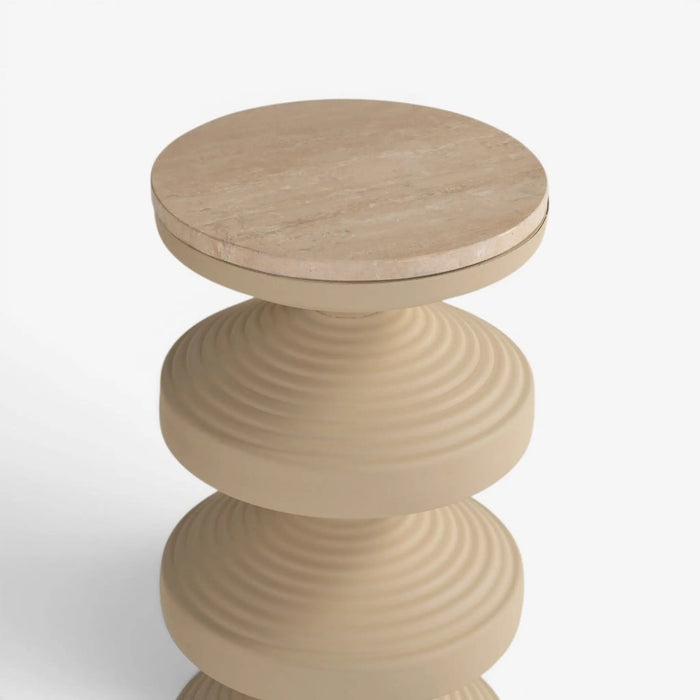 Alkai Metal & Travertine Pedestal - 97cm