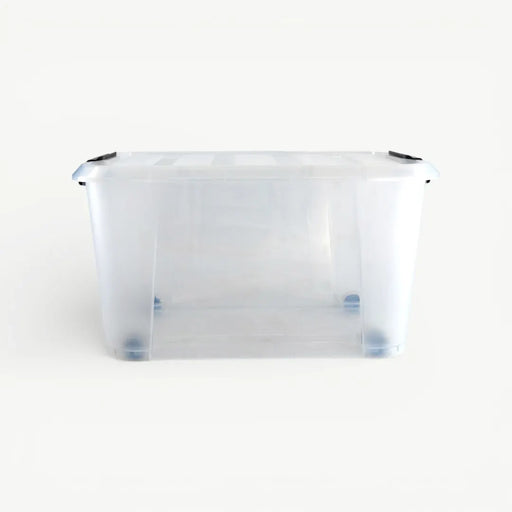 Clear plastic container on a white background