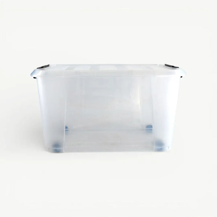 Clear plastic container on a white background