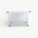 Clear plastic container on a white background