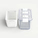 Clear plastic container with a lid on a white background