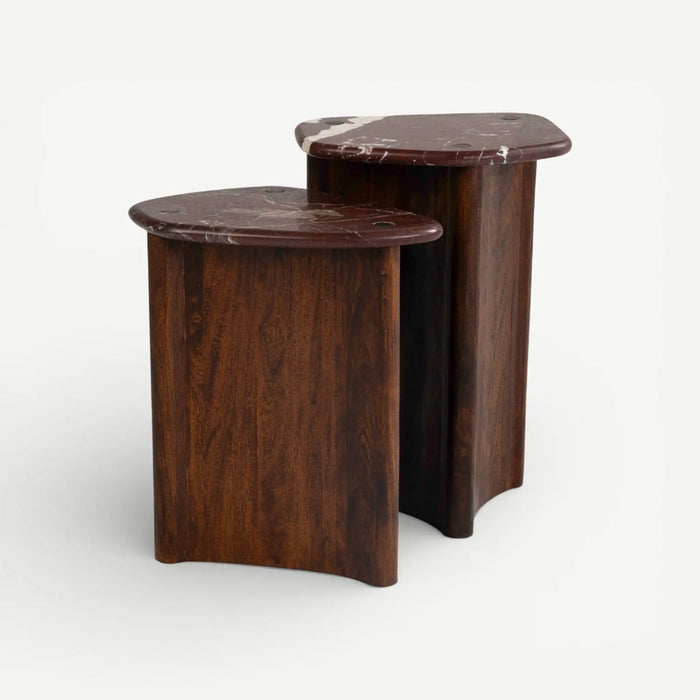 Mashrabiya End Table Set Walnut