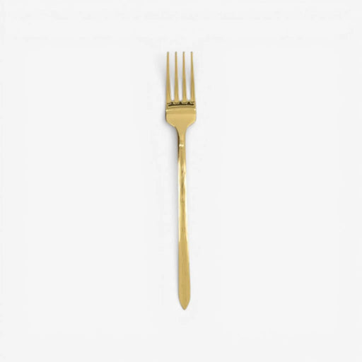 Gold fork on a white background
