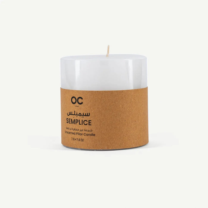 Semplice Pillar Candle 7.6cm - White