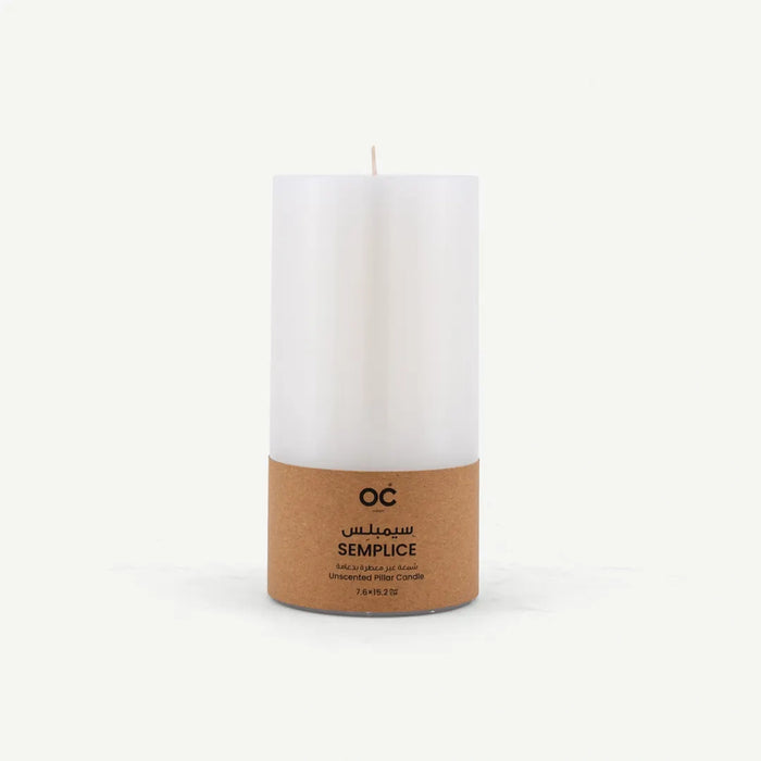 Semplice Pillar Candle 7.6x15cm - White