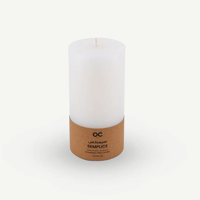 Semplice Pillar Candle 7.6x15cm - White