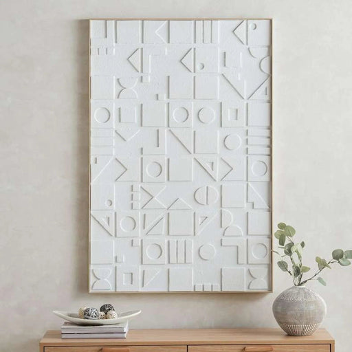 Andres Handcrafted Textured Wall Art 120X80Cm - White Pan Home