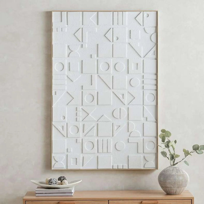 Andres Handcrafted Textured Wall Art 120X80Cm - White Pan Home