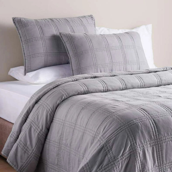 Cecilia 3-Piece Velvet King Bedspread Set 220X240Cm - Grey