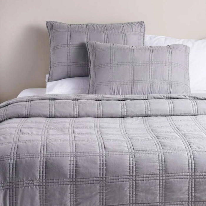 Cecilia 3-Piece Velvet King Bedspread Set 220X240Cm - Grey