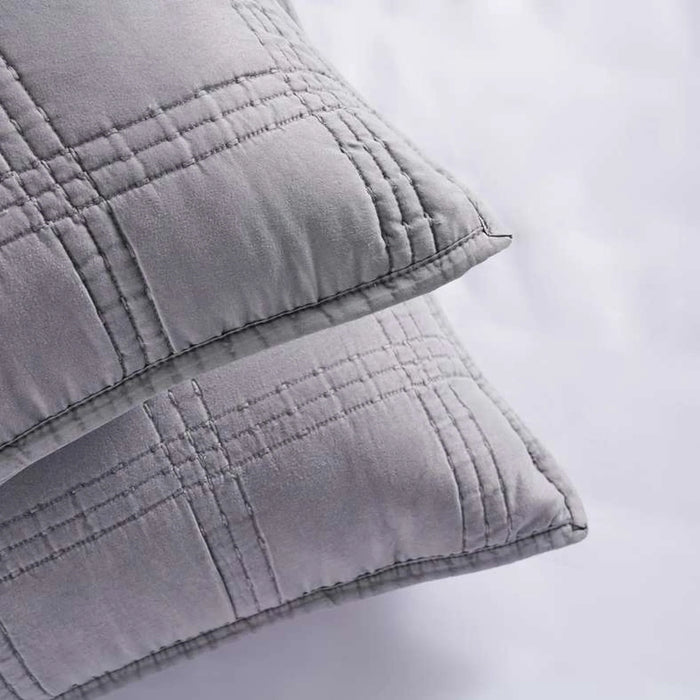 Cecilia 3-Piece Velvet King Bedspread Set 220X240Cm - Grey