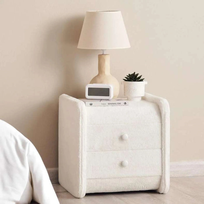 Floral Princess Kids Nightstand With 2 Drawers Upholstered - Beige