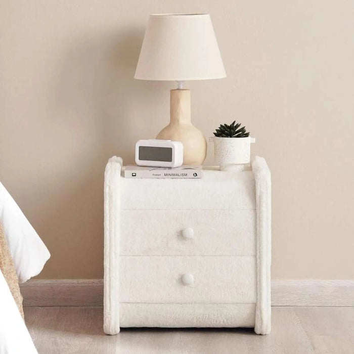 Floral Princess Kids Nightstand With 2 Drawers Upholstered - Beige