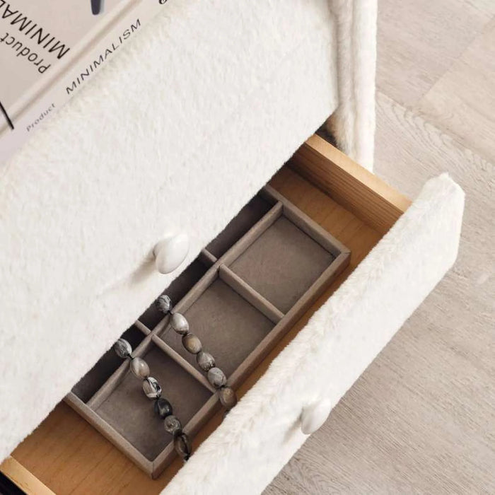 Floral Princess Kids Nightstand With 2 Drawers Upholstered - Beige