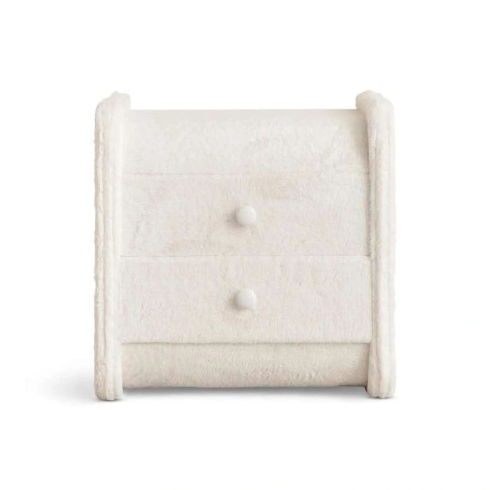 Floral Princess Kids Nightstand With 2 Drawers Upholstered - Beige