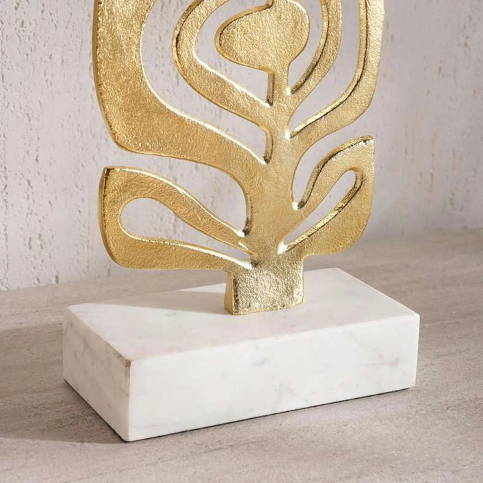 Maori Metal Decor Sculpture On Marble Base 20X10.16X65Cm - Gold Pan Home