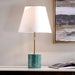 Mermax E27 Marble Base Table Lamp With Pull Switch 33X59Cm - Satin Brass/Green Pan Home