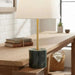 Mermax E27 Marble Base Table Lamp With Pull Switch 33X59Cm - Satin Brass/Green Pan Home