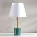 Mermax E27 Marble Base Table Lamp With Pull Switch 33X59Cm - Satin Brass/Green Pan Home