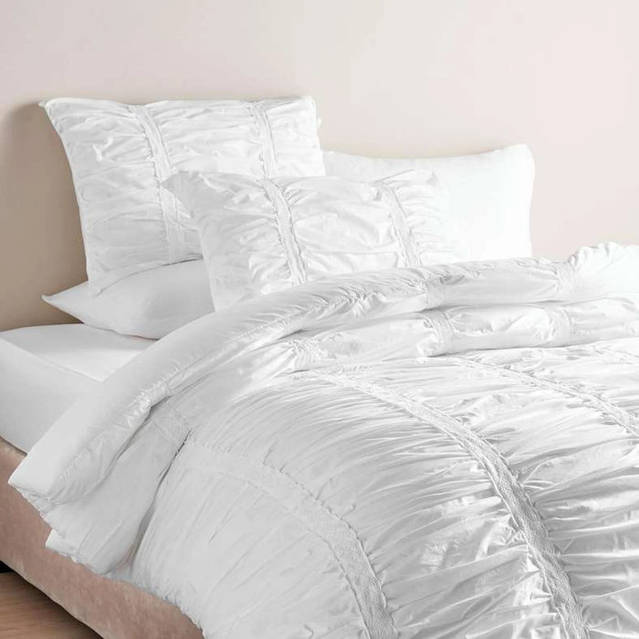 Modern Suites Pleated 3-Piece King Comforter Set 240X260Cm - White