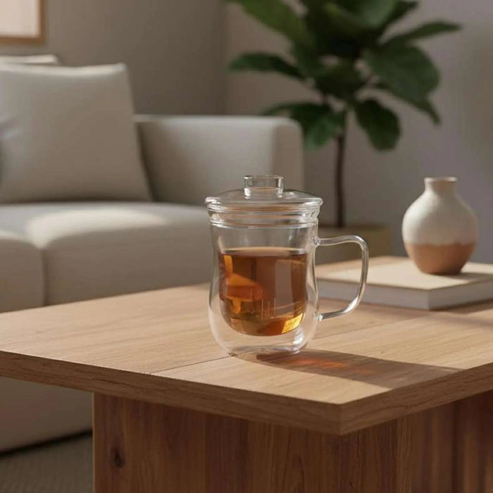 Neoflam Double Wall Tea Mug With Infuser 350Ml -Clear Pan Home