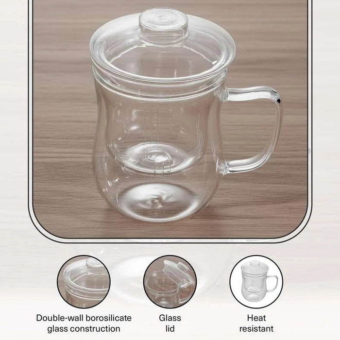 Neoflam Double Wall Tea Mug With Infuser 350Ml -Clear Pan Home