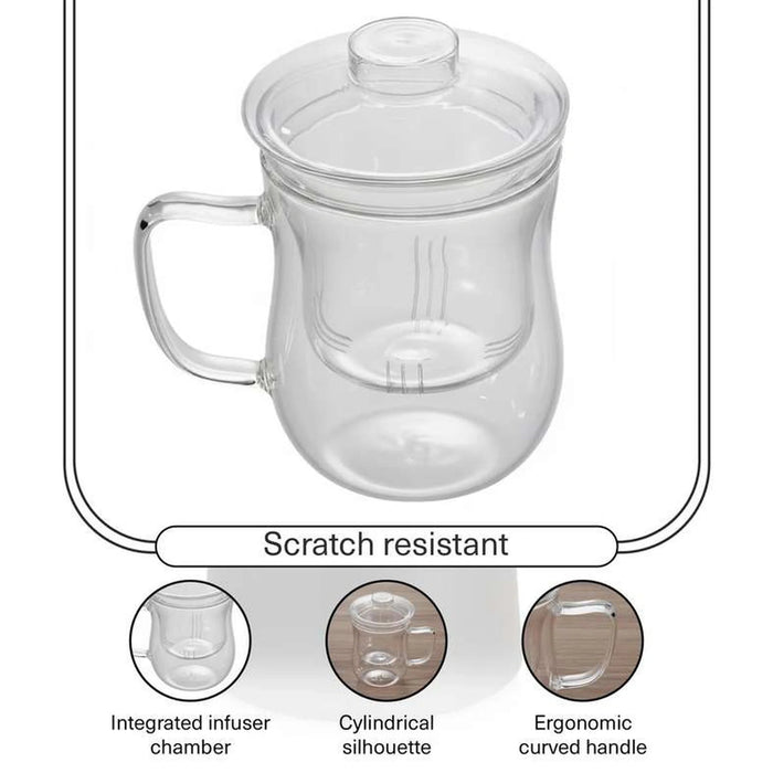 Neoflam Double Wall Tea Mug With Infuser 350Ml -Clear Pan Home