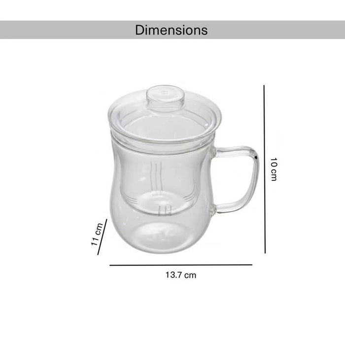 Neoflam Double Wall Tea Mug With Infuser 350Ml -Clear Pan Home