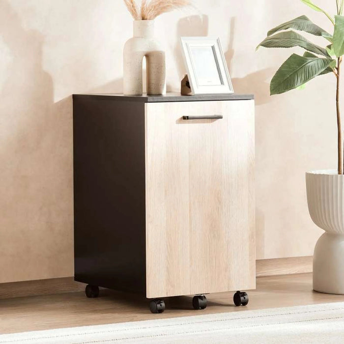 Peonara Office Cabinet With 1 Door Melamine - Natural & Black