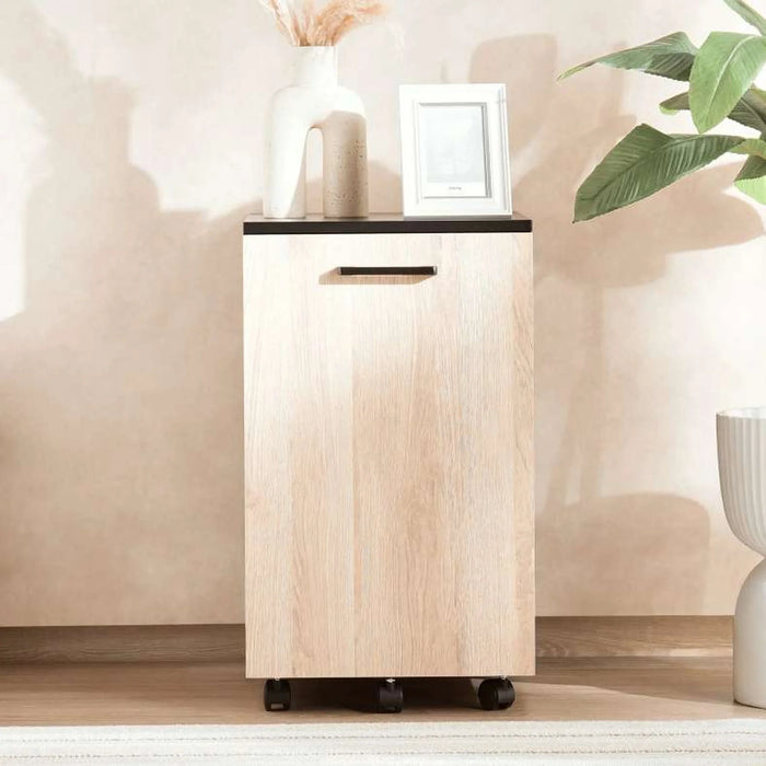 Peonara Office Cabinet With 1 Door Melamine - Natural & Black