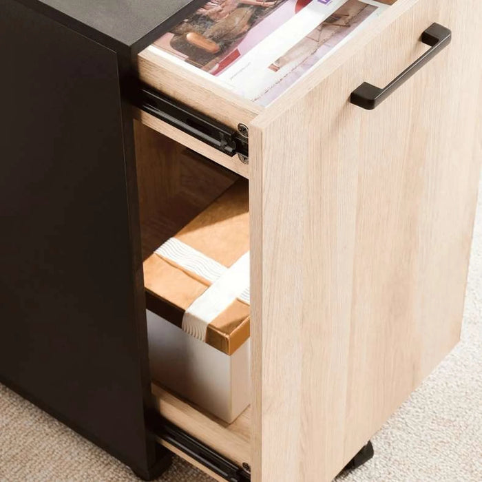 Peonara Office Cabinet With 1 Door Melamine - Natural & Black