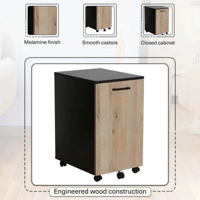 Peonara Office Cabinet With 1 Door Melamine - Natural & Black